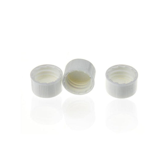 13-425 White Closed PP Top Cap, with White PE Septa 1.0mm Thick. 100pcs/pk