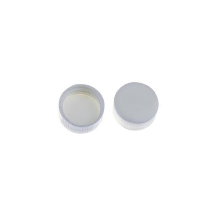 24-400 White Closed PP Top Cap, with White PE Septa 1.0mm Thick. 100pcs/pk