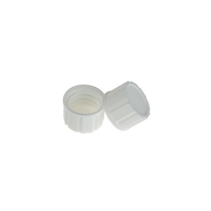 18-400 White Closed PP Top Cap, with White PE Septa 1.0mm Thick. 100pcs/pk