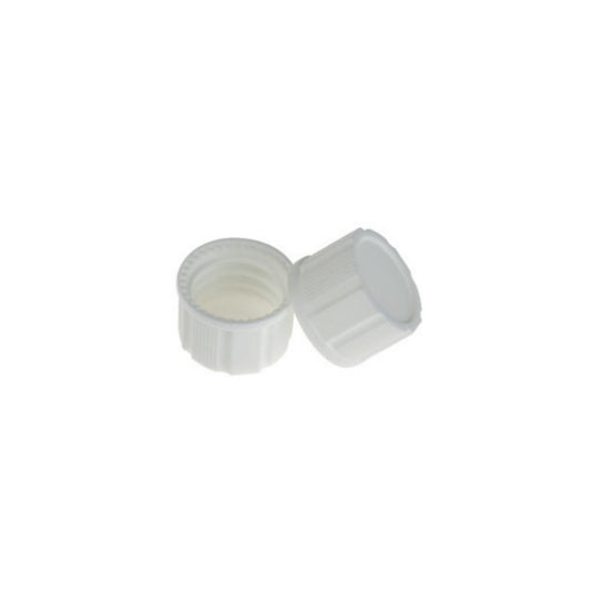 18-400 White Closed PP Top Cap, with White PE Septa 1.0mm Thick. 100pcs/pk