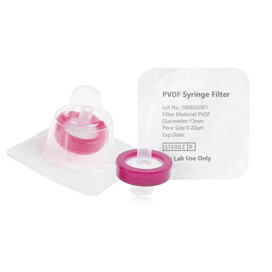 Syringe Filter, Hydrophobic PVDF, Sterile, Dia. 13mm, Pore 0.22μm, 100pcs/pk
